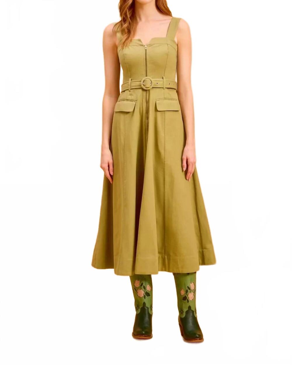 NEW OLIVIA BY LIVRO foster midi dress in olive